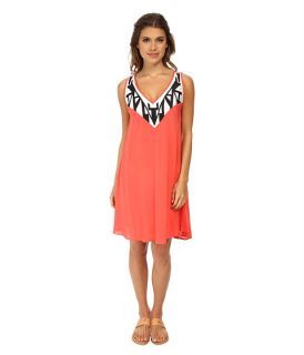 Shoshanna Graphic Embroidery Trapeze Dress Poppy Rayon