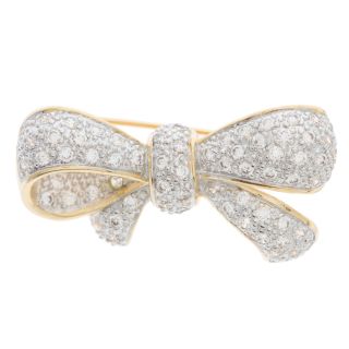 Kate Bissett Two tone Pave Cubic Zirconia Bow Brooch  