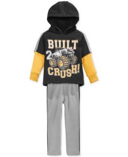 Nannette Toddler Boys 2 Piece Layered Look Monster Truck Hoodie