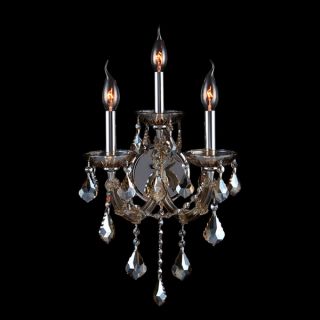 Venetian Italian Style 3 light Chrome Finish and Amber Crystal Candle