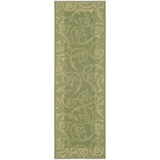 Safavieh Courtyard Olive and Natural Rectangular Indoor and Outdoor Machine Made Runner (Common 2 x 10; Actual 28 in W x 119 in L x 0.42 ft Dia)