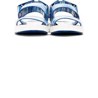 Kenzo Blue Leather High Waves Sandiego Sandals