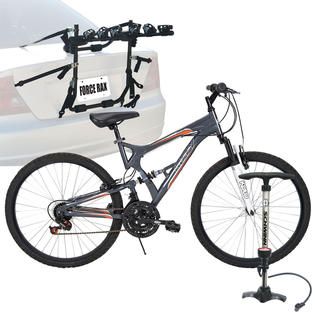 Huffy Highland Bike with Rack and Floor Pump Bundle   Fitness & Sports