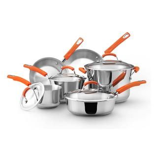 Rachael Ray Stainless Steel Cookware 10pc set (orange rubberized