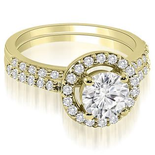 AMCOR 1.36 cttw. 14K Yellow Gold Halo Round Cut Diamond Bridal Set (I1
