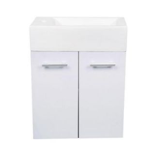 Whitehaus Collection Isabella 19 3/4 in. Vanity in White with Porcelain Vanity Top in White DISCONTINUED WH114LSCB WH