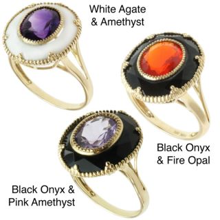 Michael Valitutti 10k Yellow Gold Amethyst or Fire Opal and Onyx or
