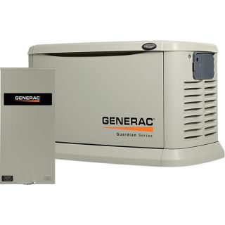 Generac Guardian Air-Cooled Standby Generator — 22kW (LP)/19.5kW (NG), 200 Amp Service-Rated Automatic Transfer Switch, Model# 6551  Residential Standby Generators
