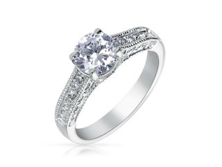 Bling Jewelry Sterling Silver 1.25ct CZ Vintage Style Engagement Ring