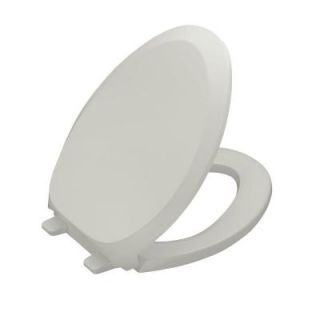 KOHLER French Curve Quiet Close Elongated Closed Front Toilet Seat with Grip tight Bumpers in Ice Grey K 4713 95
