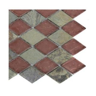 Splashback Tile Tectonic Diamond Multicolor Slate and Glass Mosaic Floor and Wall Tile   3 in. x 6 in. x 8 mm Tile Sample R6D7