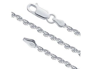 .925 Sterling Silver Nickel Free Diamond Cut Rope 050 Chain (2.5Mm)