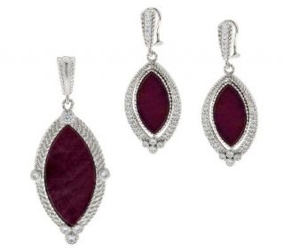 Judith Ripka Ruby Marquise and Diamonique Earrings or Enhancer —