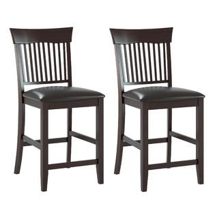 CorLiving Bistro Dining Chairs in Chocolate Black Bonded Leather, Set