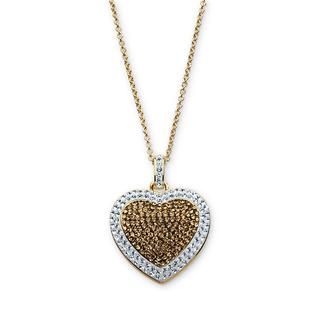 Brown & White Crystal Gold Over Bronze Shades of Elegance Heart
