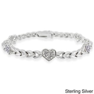 DB Designs Sterling Silver Diamond Accent Heart Bracelet  