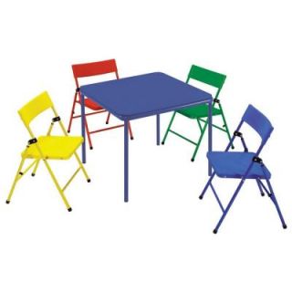 Cosco 24 in. x 24 in. Kid's Folding Chair and Table Set in Multiple Colors (5 Piece) 14325RYB