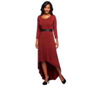 Lisa Rinna Collection Hi Low Hem Long Sleeve Maxi Dress —