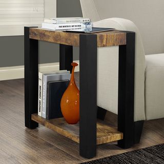 Distressed Reclaimed Look Black Accent Side Table   16805439