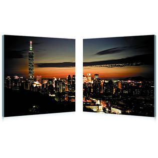 Baxton Studio Taipei Skyline Mounted Photography Print Diptych   Home