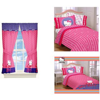 Hello Kitty Comforter, Sheet Set and Curtain Set Value Bundle