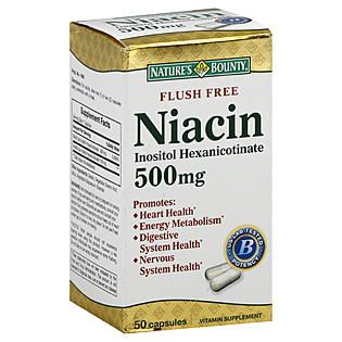 Natures Bounty Niacin, Flush Free, 500 mg, Capsules, 50 capsules
