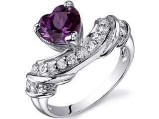 Heart Shape 1.75 carats Alexandrite CZ Diamond Ring in Sterling Silver Size  5, Available in Sizes 5 thru 9