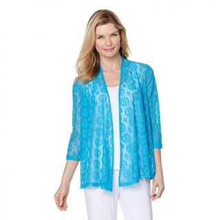 Slinky® Brand 3/4 Sleeve Crochet Jacket   8030511