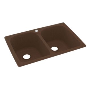 Swanstone 33 in x 22 in Acorn Double Basin Composite Drop In 1 Hole Residential Kitchen Sink
