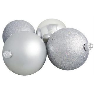4ct Silver Splendor 4 Finish Shatterproof Christmas Ball Ornaments 10" (250mm)