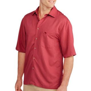 Palm Beach Men's Textured Plaid Short Sleeve Shirt