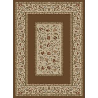 Concord Global Trading Ankara Floral Border Brown 5 ft. 3 in. x 7 ft. 3 in. Area Rug 62385