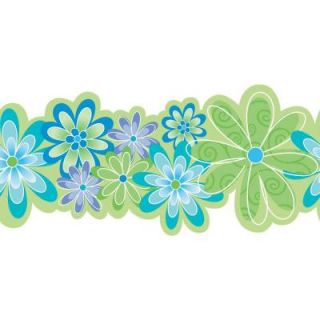 The Wallpaper Company 11 in. x 15 ft. Brightly Colored Contemporary Flowers Border WC1285025