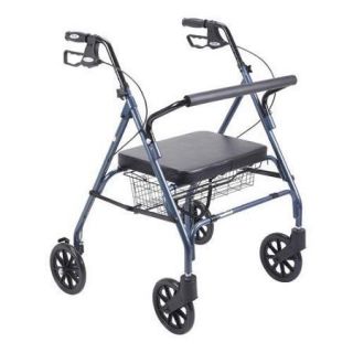 Go Light Bariatric Rollator Walker with Large Padded Seat ColorBlue