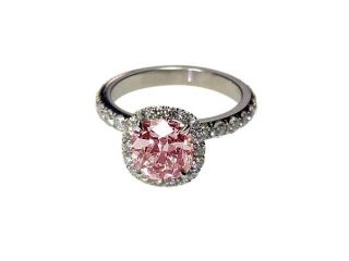2.91 carats Halo cushion pink diamond wedding anniversary ring solid gold 14K