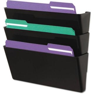 Universal Recycled Wall File, 3 Pocket, Plastic, Black