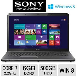 Sony VAIO SVE1712ACXB Laptop Computer   3rd generation Intel Core i7 3632QM 2.2GHz, 6GB DDR3, 500GB HDD, DVDRW, 2GB AMD Radeon HD 7550M, 17.3 Full HD, Windows 8 64 bit