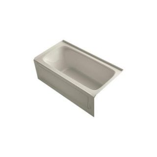 KOHLER Bancroft 5 ft. Acrylic Right Drain Rectangular Alcove Whirlpool Bathtub in Sandbar K 1151 GRA G9