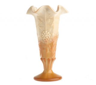 Fenton Art Glass Chocolate Paneled Grape Vase —