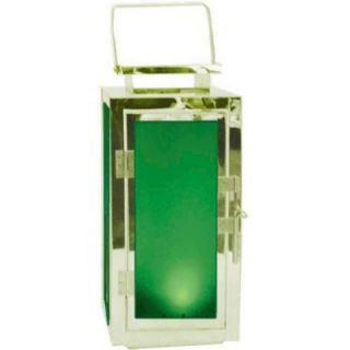 13 in. Solar Stainless Steel Lantern with Green Light R1364GX