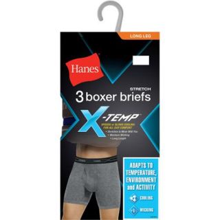 Hanes Big Men's Xtemp 3 Pack Long Leg Boxer Brief, 2XL