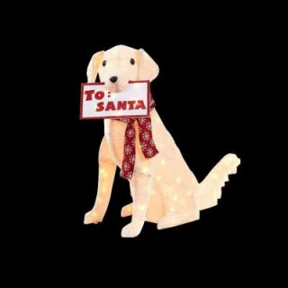 Home Accents Holiday 35 in. Pre Lit Fuzzy Sitting Dog with Sign TY493 1514