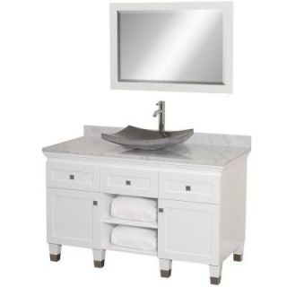 Wyndham Collection Premiere 48 in. Vanity in White with Marble Vanity Top in Carrara White and Mirror WCV500048WHCWGS1