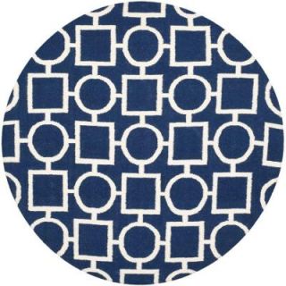 Safavieh Dhurries Navy/Ivory 6 ft. x 6 ft. Round Area Rug DHU639D 6R