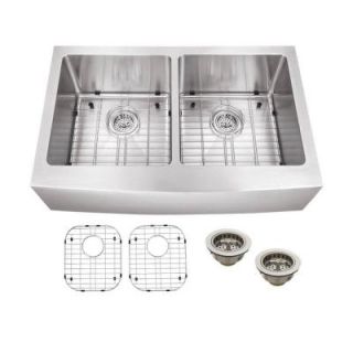 Schon All in One Apron Front Stainless steel 33 in. Double Bowl Kitchen Sink SCAP505016