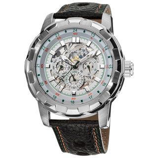 Akribos XXIV Mens Automatic Multifunction Watch with Genuine Leather
