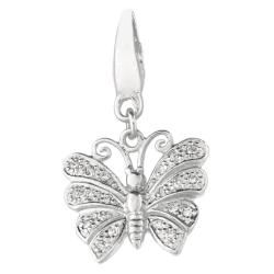 Sterling Silver Diamond Accent Butterfly Charm