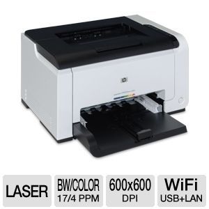 HP LaserJet Pro CP1025nw CE914A WiFi Color Printer   600 x 600 DPI, 17 ppm Black, 4 ppm Color, USB, 400 MHz, 64MB, Wifi