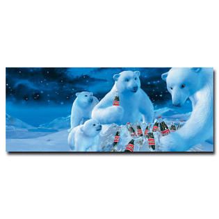 Coca Cola  13x22 inches Polar Bears with Nest of Coke Bottles