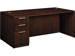 Arrive Single Pedestal Veneer Desk, Left, Shaker Cherry, 72w x 36d x 29 1/2h